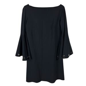 Chiara Boni Le Petite Robe Black Grommet Flare Long Sleeve Knee Length Dress M